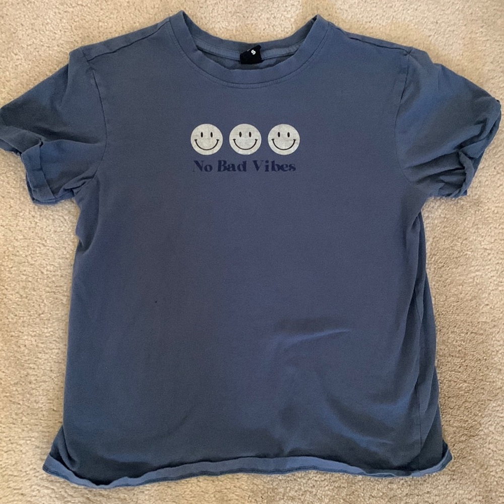 Navy Blue, No Bad Vibes Shirt. Size Small
